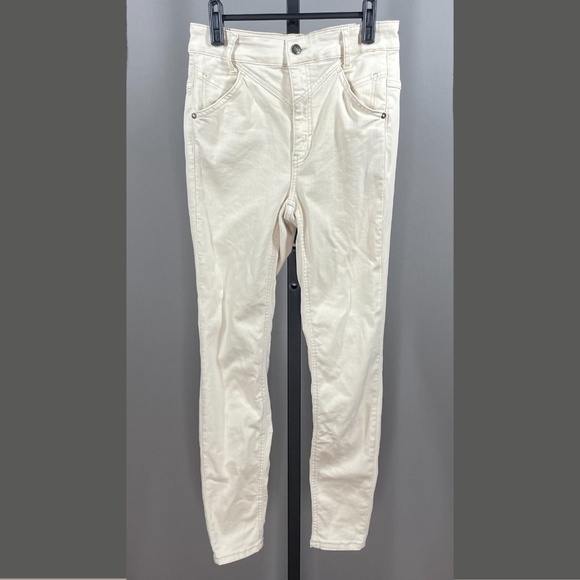 Free People Jeans Womens 27 beige skinny denim we the free boho casual - Picture 1 of 9